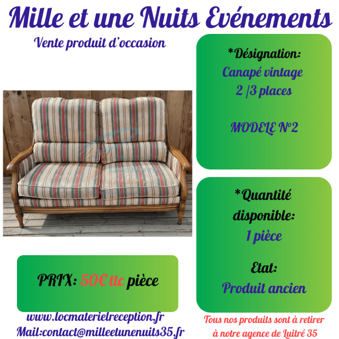 Banquette N°2 vintage 2 / 3 places 